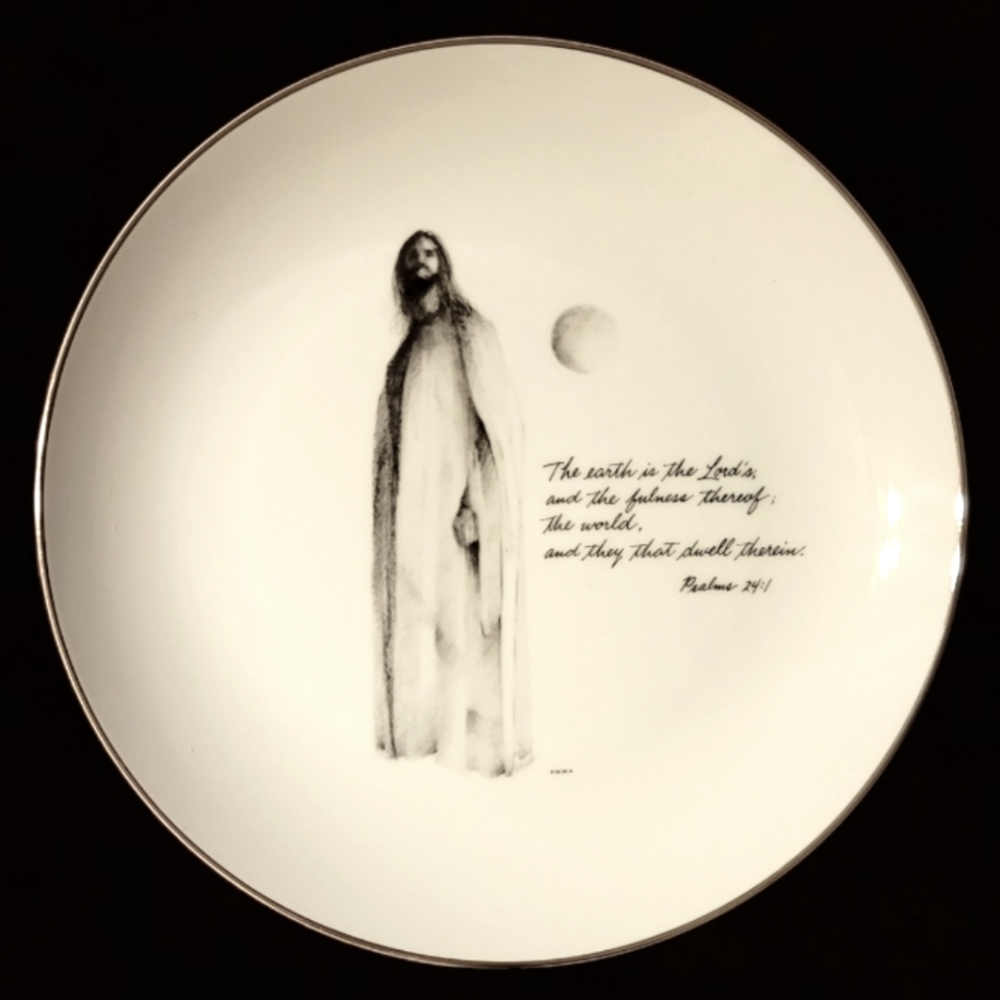 Vtg 1973 Plate Introspected World Wide Arts Jesus Ewwa Psalms 24:1 God's Love